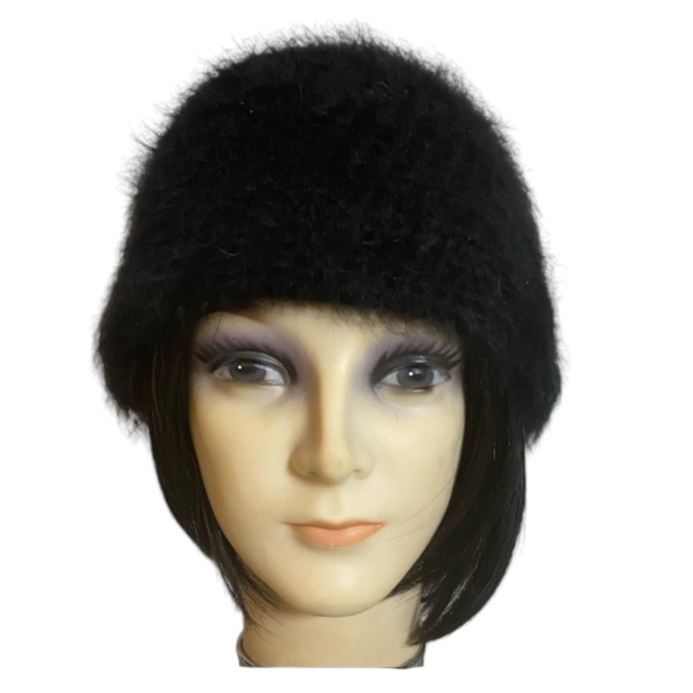 Holt Renfrew Angora Wool Blend Hand Crochet Bucket Hat OS